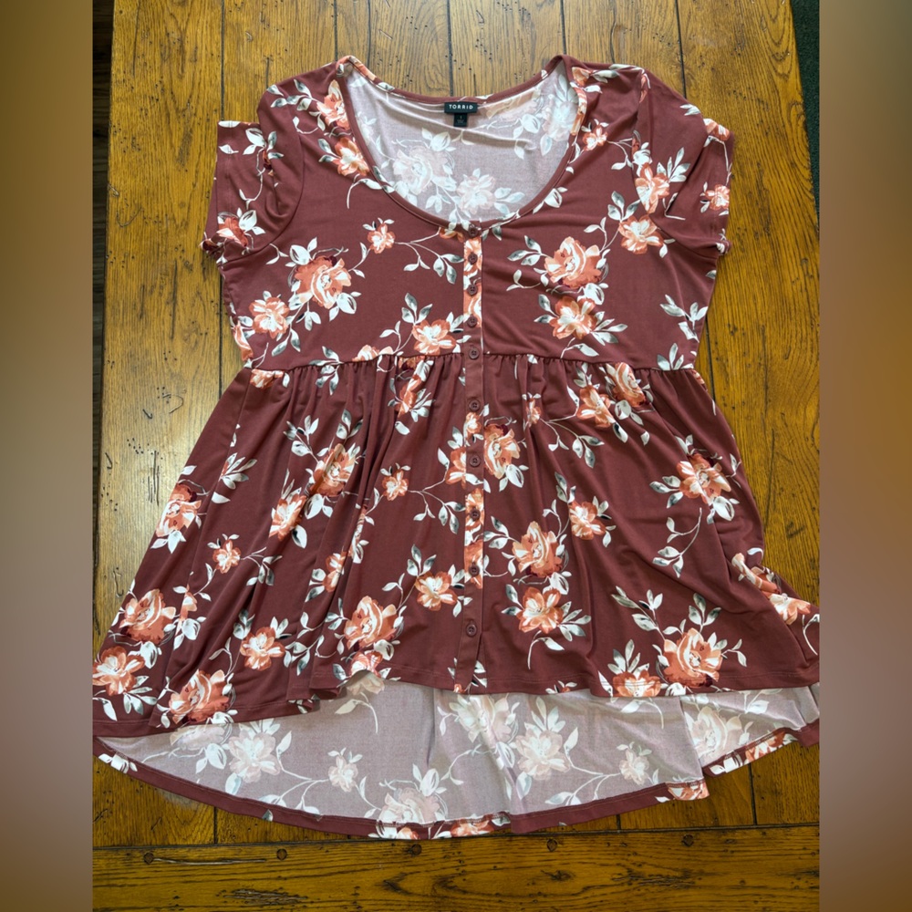 Torrid Rust Floral Baby Doll Top